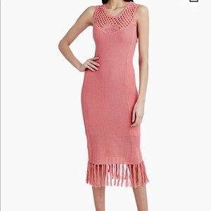 BCBGMAXAZRIA Women's Crochet and Tassel Midi Sweater Dress - VITA - size XS